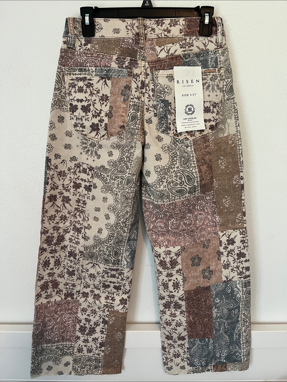 NWT! Risen Ankle Wide Leg Patchwork Pants - Picture 4 of 6